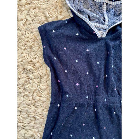 Girls Crown & Ivy Kids Navy Star Print Hooded Swim Coverup Size 6 - Picture 6 of 7